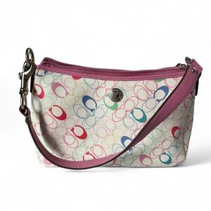 Coach Y2K Pink Multicolor Jacquard Mini Shoulder Bag Wristlet F43898